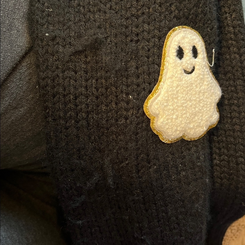 Chic Wish Ghost Patch Buttoned Knit Halloween Cardigan Black Women - Picture 6 of 6